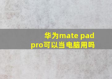 华为mate pad pro可以当电脑用吗